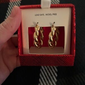 House of Harlow 1960 Gold Twisted Hoop Earrings